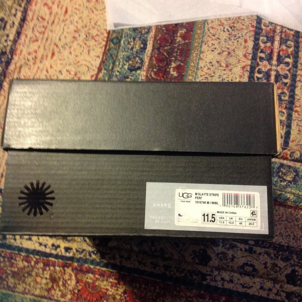 UGG Men's Slayte Stripe White leather Fashion Sneakers 11.5M New in Box - Picture 9 of 10